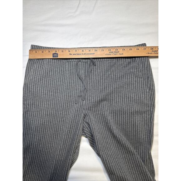 Ann Taylor LOFT Pants Drawstring Gray Pinstriped Staight Leg Size Large NWOT - Picture 5 of 11